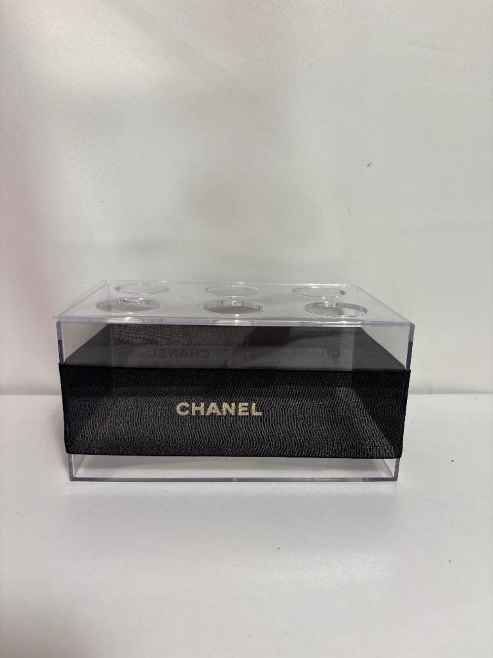 Plastic Flower Holder with Chanel ribbon